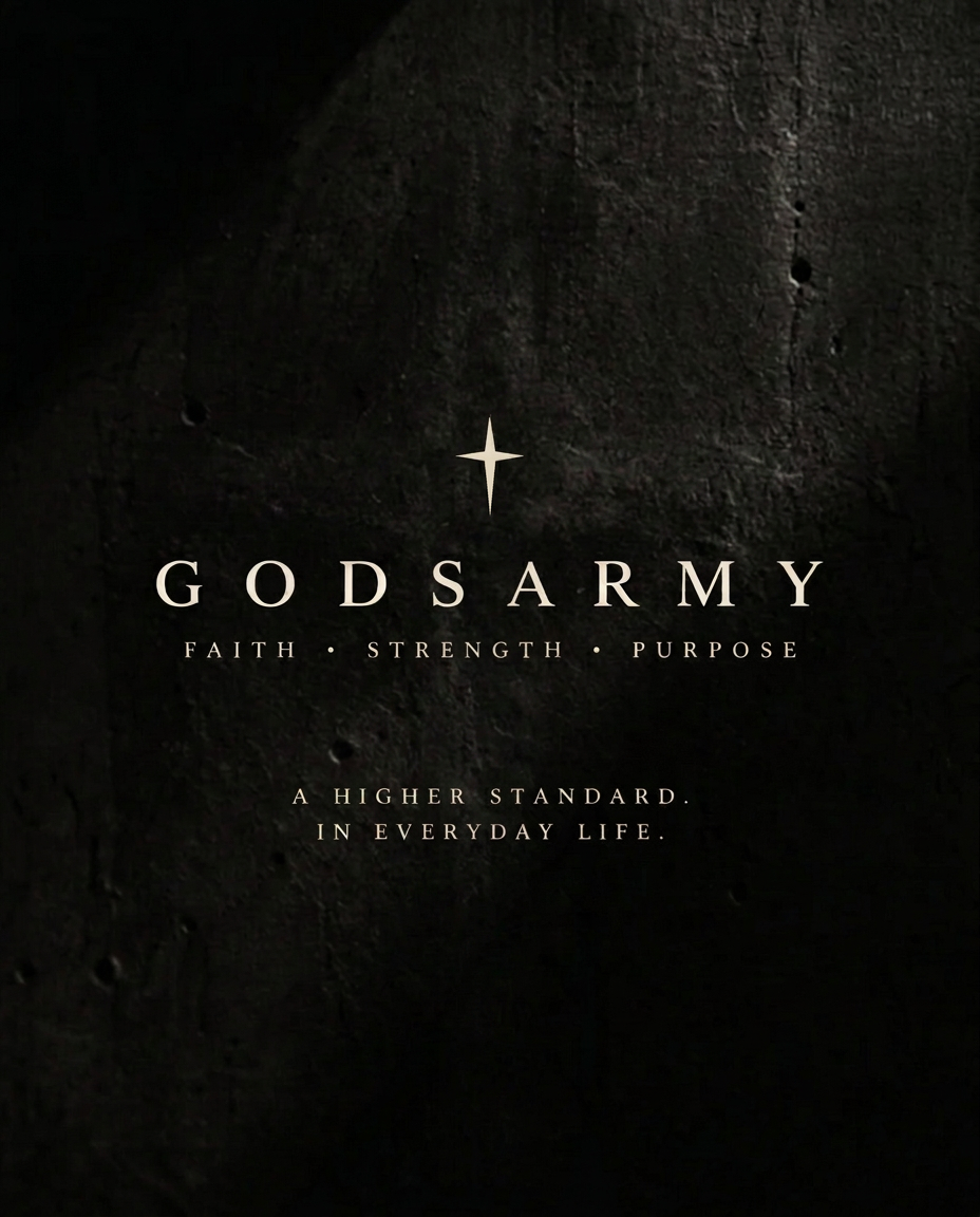 GODSARMY campaign on a dark granite wall